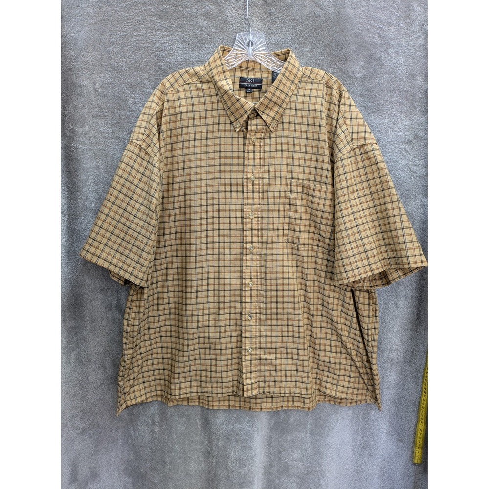 Men's Button Down Shirt 2X‎ Big Plaid Casual Short Sleeve Pocket